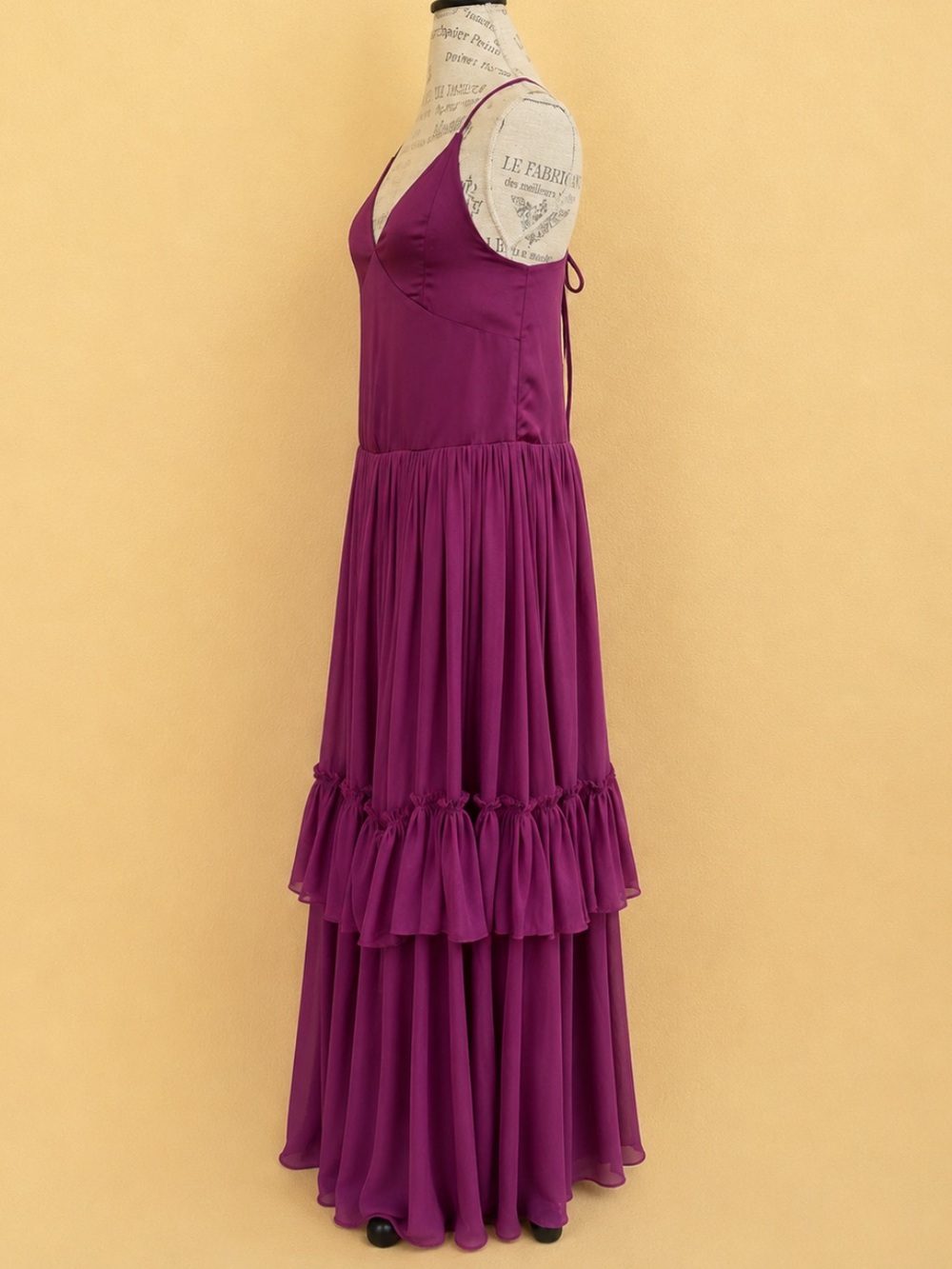 Free People Soliana Plum Drop Waist Tiered Maxi Dress Medium Excellent Condition - Picture 6 of 11